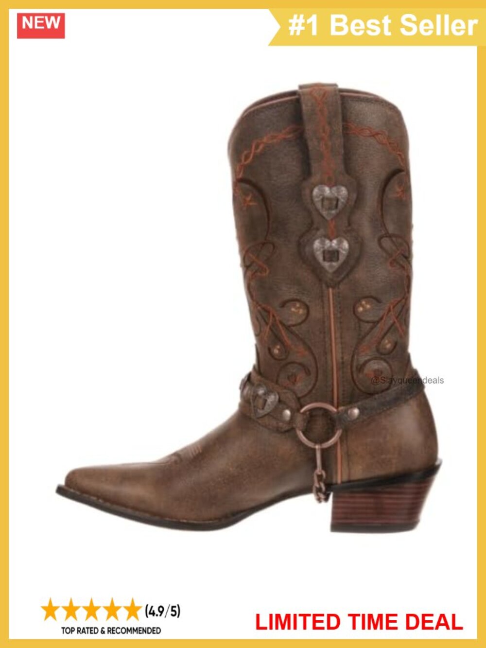 Crush Cowgirl Western Boot Leather Mid Calf Block Heel Work